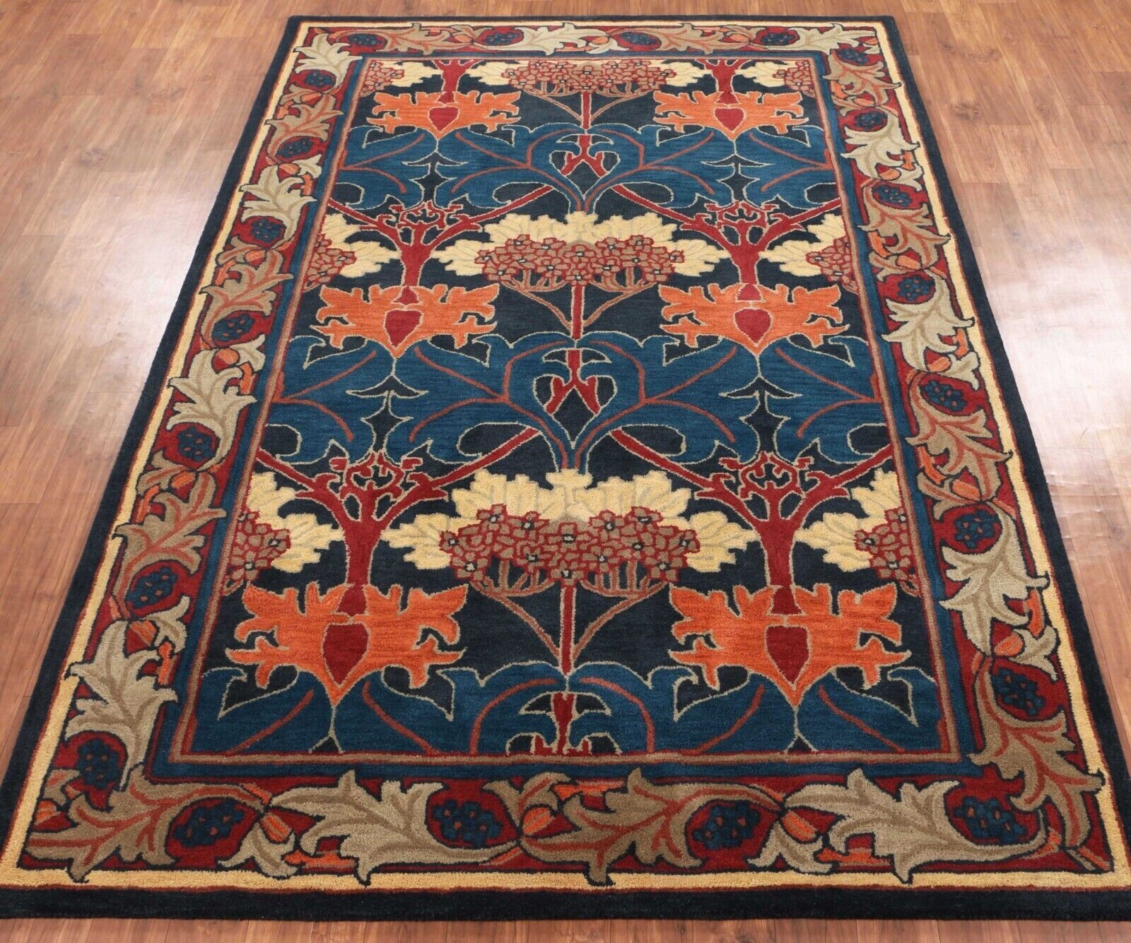 William Morris Low Pile Old Antique Style Handmade Traditional Woolen Area Rugs