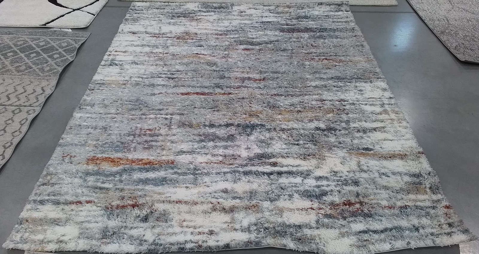 BLUE RUST IVORY 6′-7″ x 8′-7″ Back Stain Rug, Reduced Price 1172790309 BER577A-6