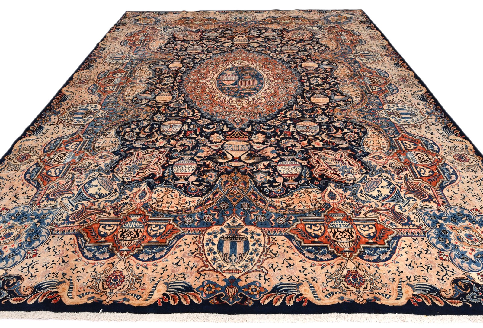 Handmade Signed Vintage Oriental Rug Pictorial Style Living Room Carpet 10X13 ft