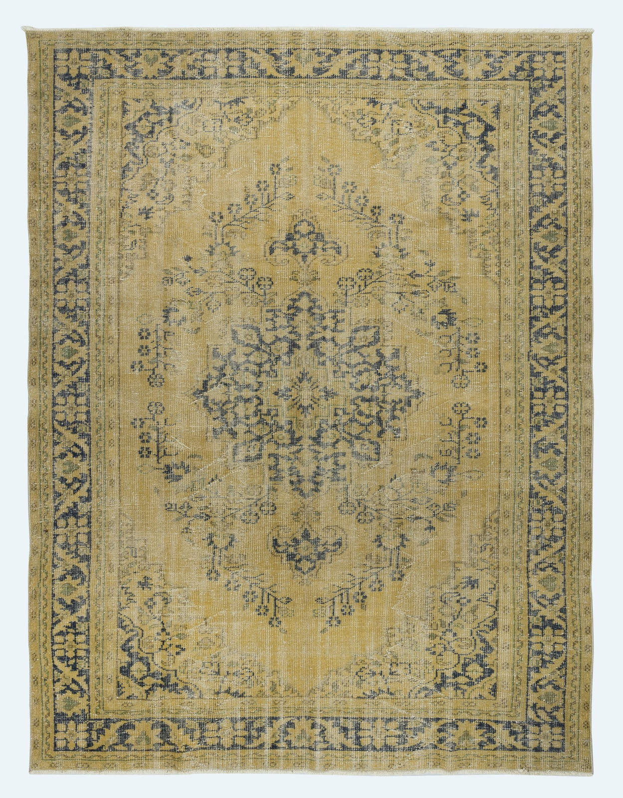7.2×9.5 Ft Rustic Unique Handmade Area Rug, 1960s Sun Faded Turkish Carpet