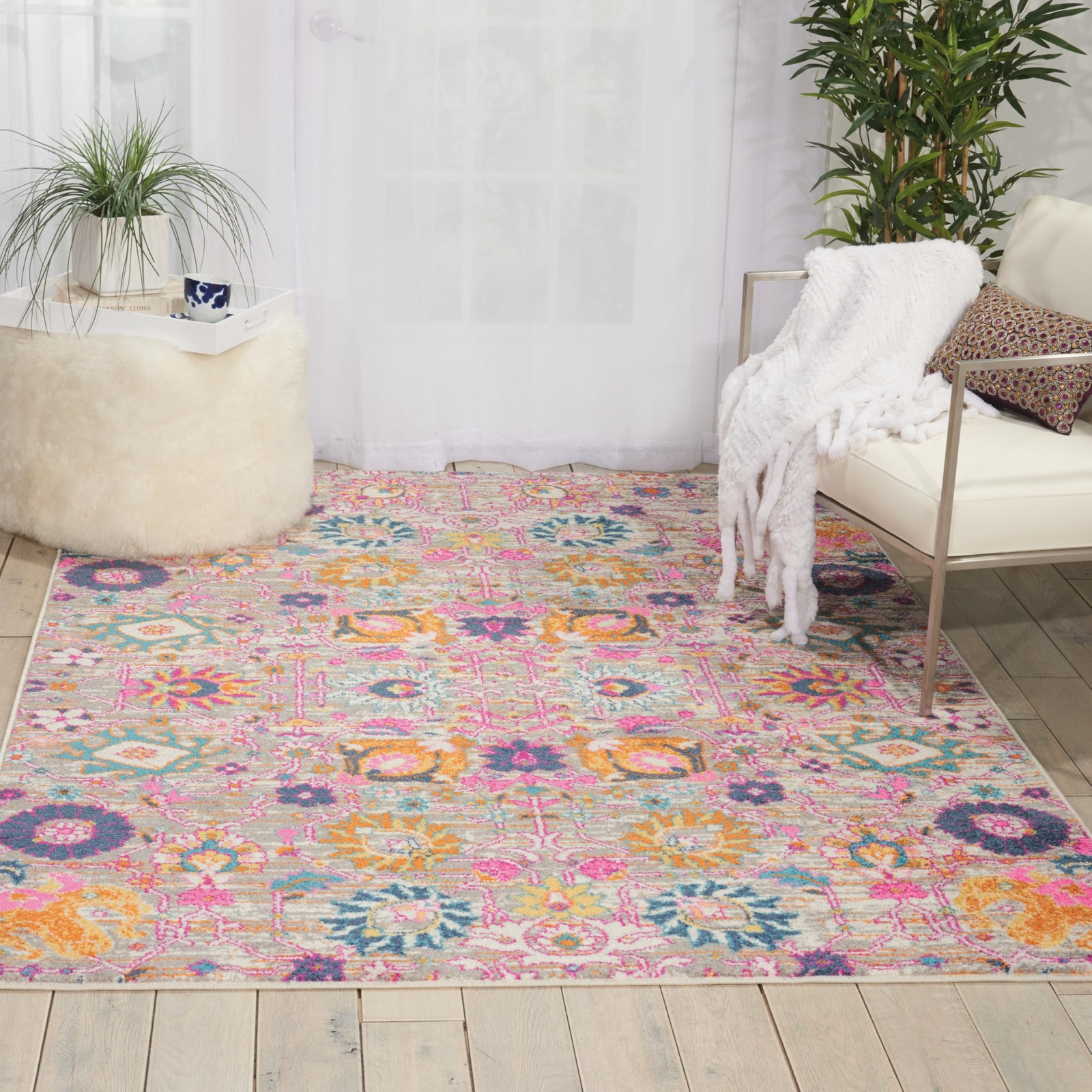 Home Passion Silver 5’3″ x 7’3″ Area Rug – Easy Clean, Non Shedding, Bed Room…