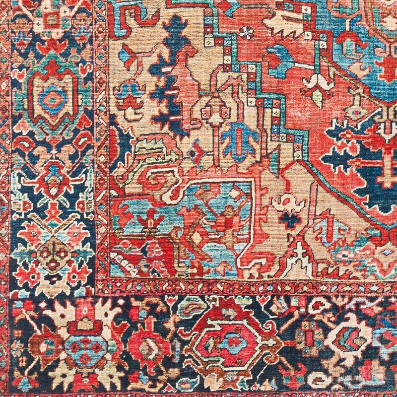 9.5 Ft Vintage Medallion Area Rug Traditional Red Blue Living Room Carpet Accent