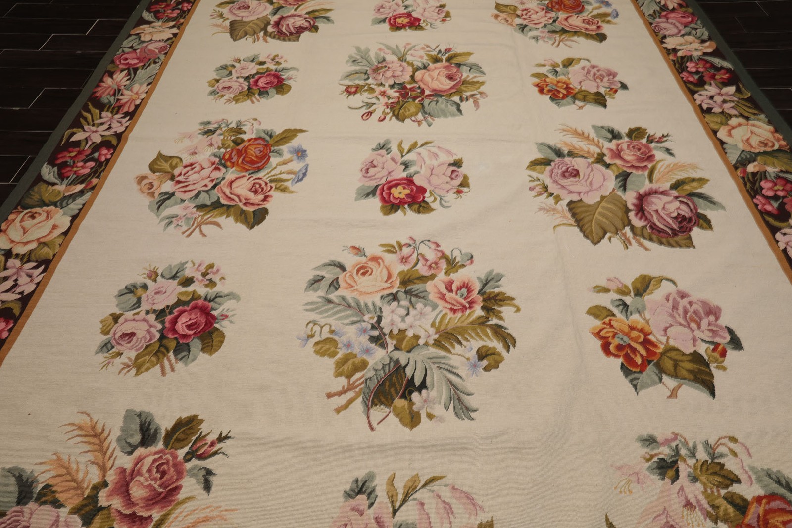 Asmara 9×12’6” Hand Woven Wool Ivory French Aubusson Needlepoint European Rug