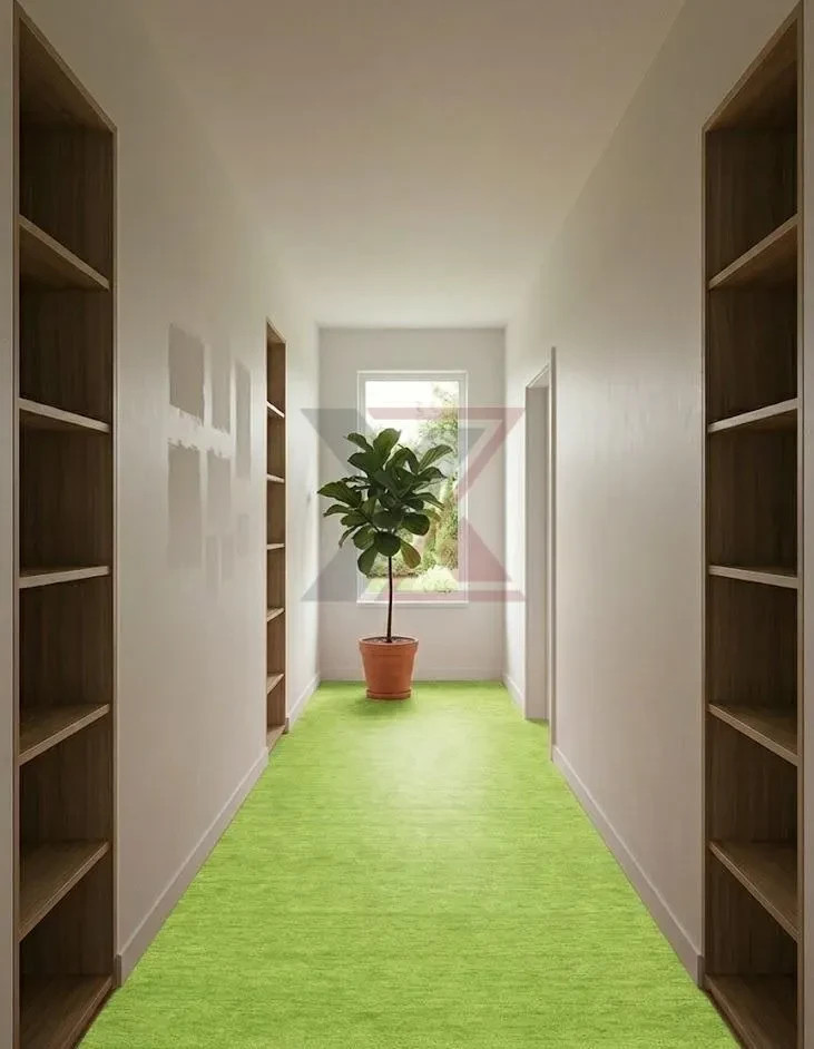 Handloom Solid Green Area Rug – Modern Minimalist Wool Carpet for Living Room