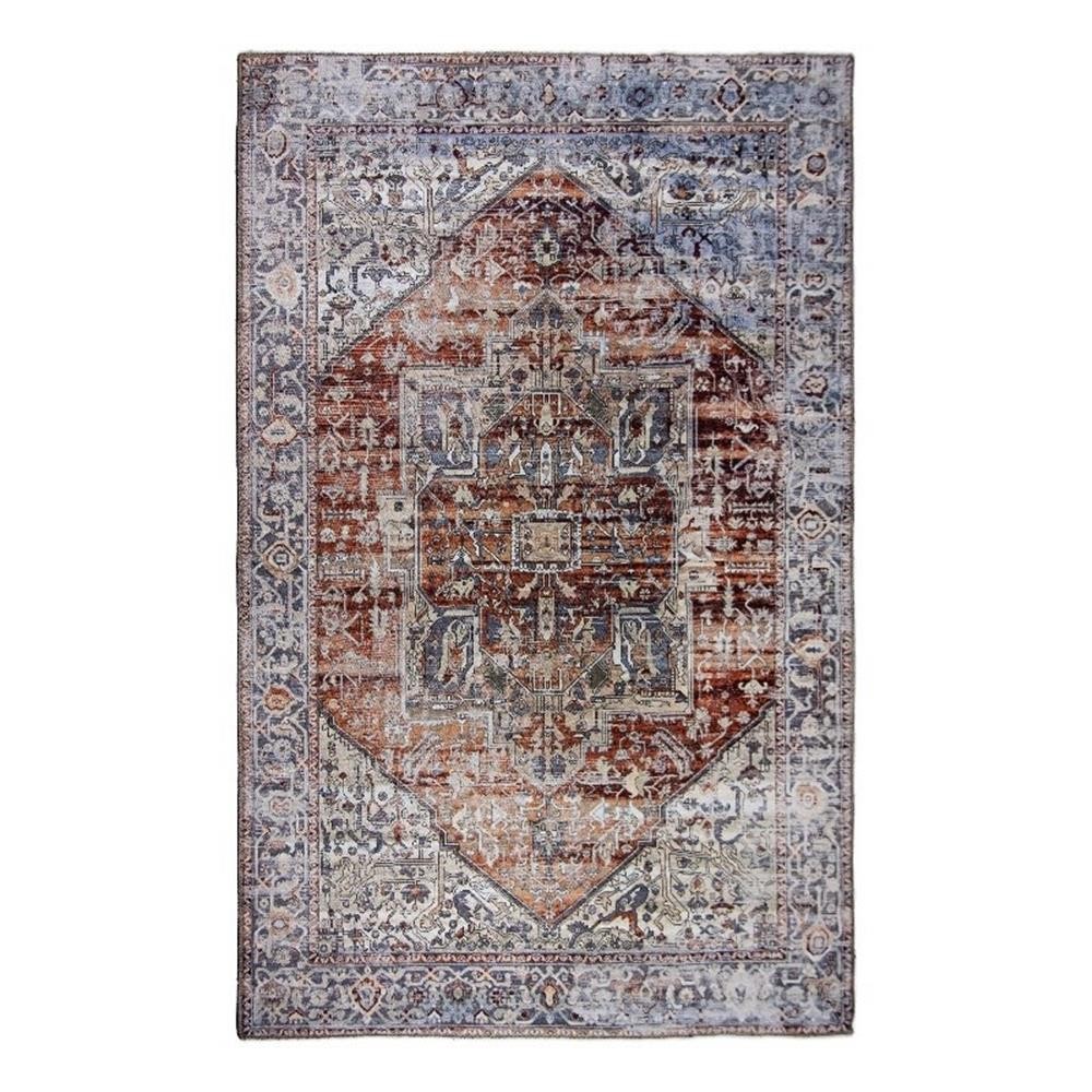 L’Baiet Sasha Coral Distressed Washable 5 ft. x 7 ft. Fabric Area Rug