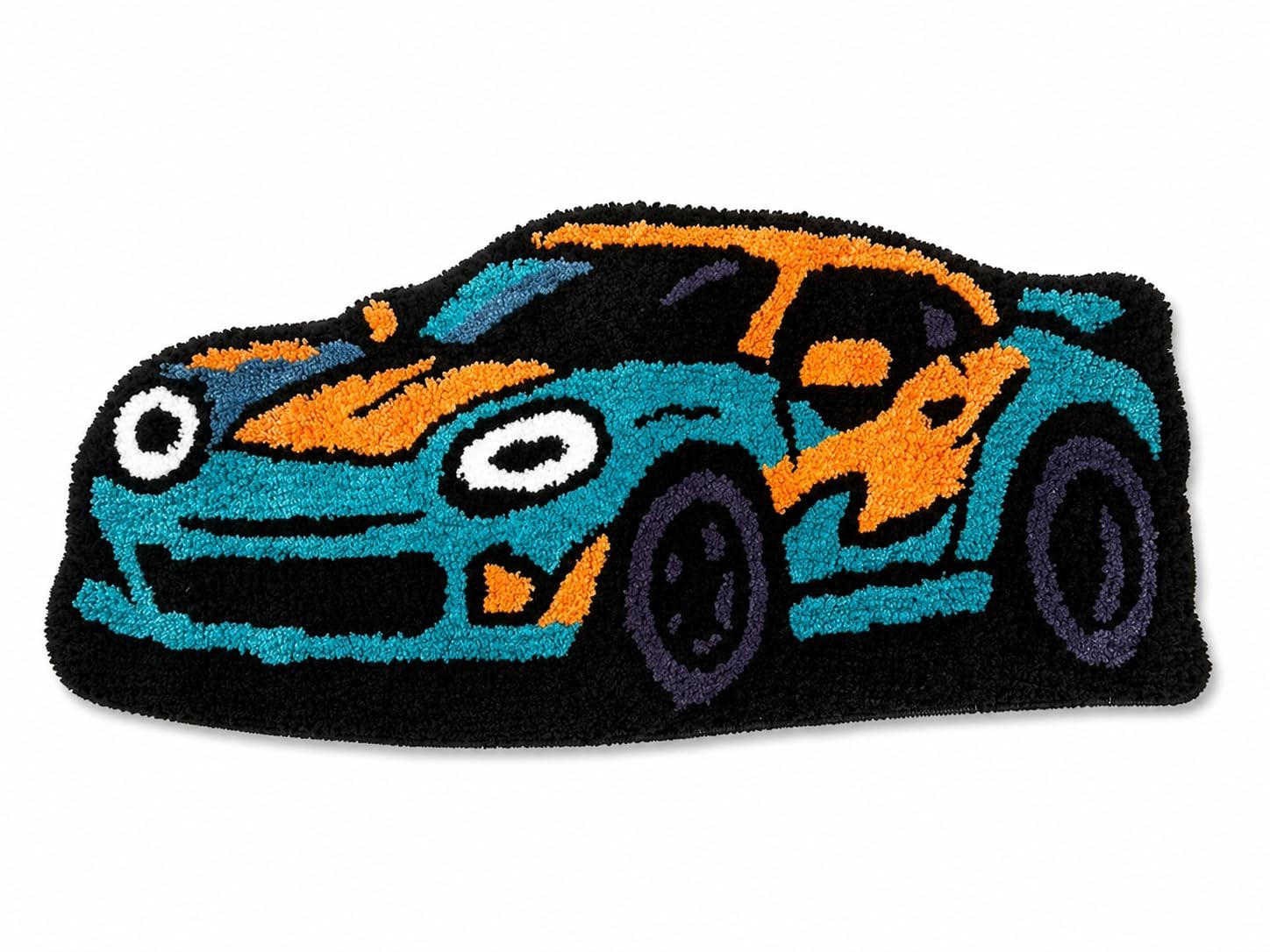 Pink Sports Car Shaped Cool Gamer Rug, Cartoon Racing Car Irregular Tufted Ru…
