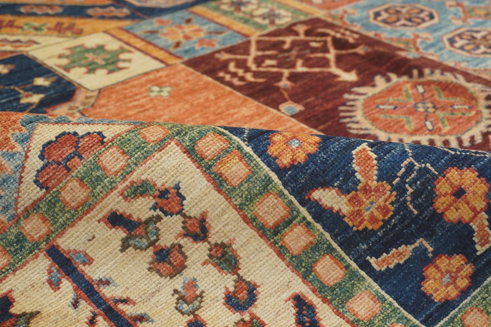 6×8 ft Multicolor Patchwork Style Afghan Hand Knotted Wool Area Rug