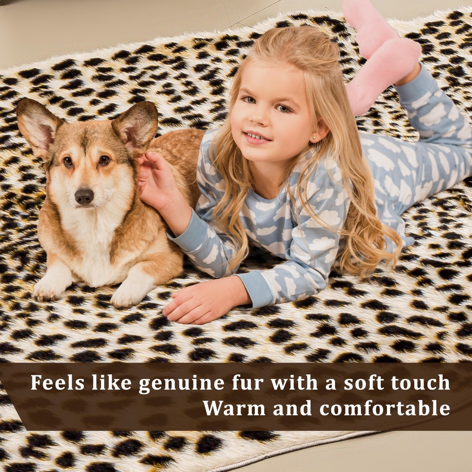 Cheetah Print Area Rug 5.2×7 – Faux Animal Skin, Leopard Design for Living Room