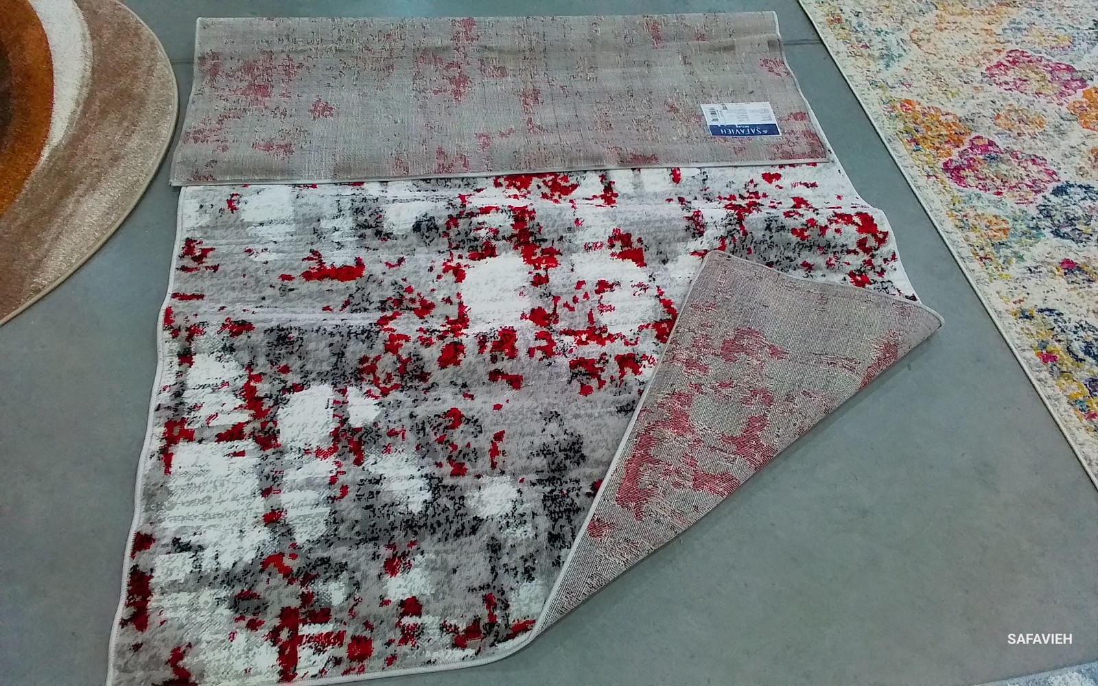 GREY / RED 5′-1″ x 7′-6″ Back Stain Rug, Reduced Price 1172795417 SKY193Q-5