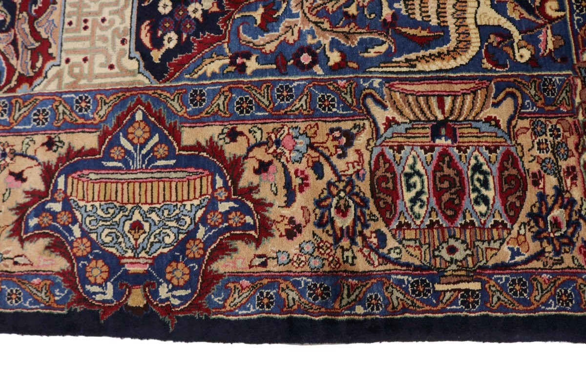 One-of-a-Kind Vintage Handmade Oriental Rug Thick Pile Pictorial Carpet 10X13 ft