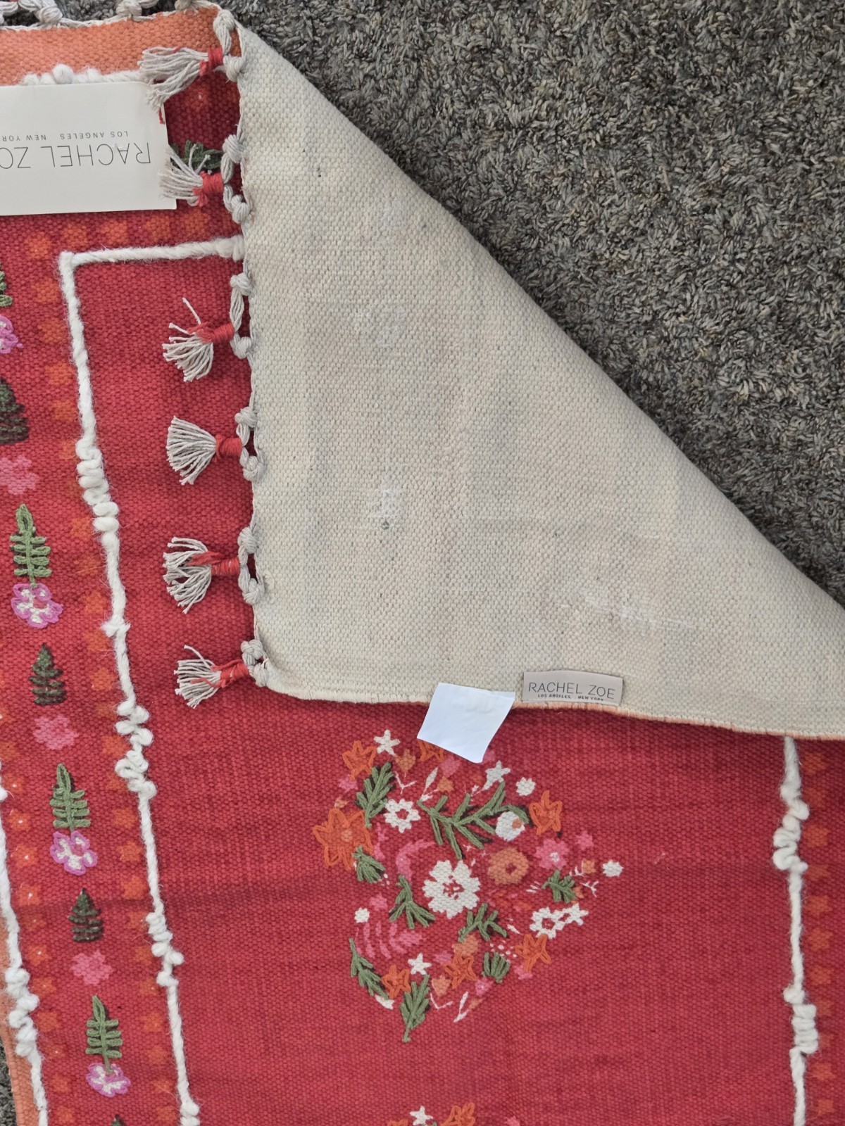 Rachel Zoe 100% Cotton Embroidered Rug 27″ X 45” New Made In India