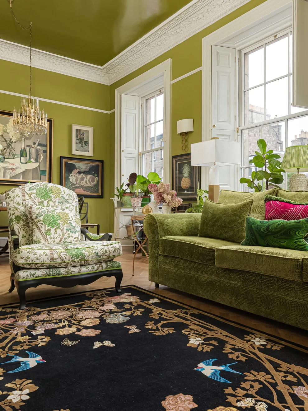 Wendy Morrison Jardin de Orient Black & Gold Hand-Tufted Wool Designer Area Rug