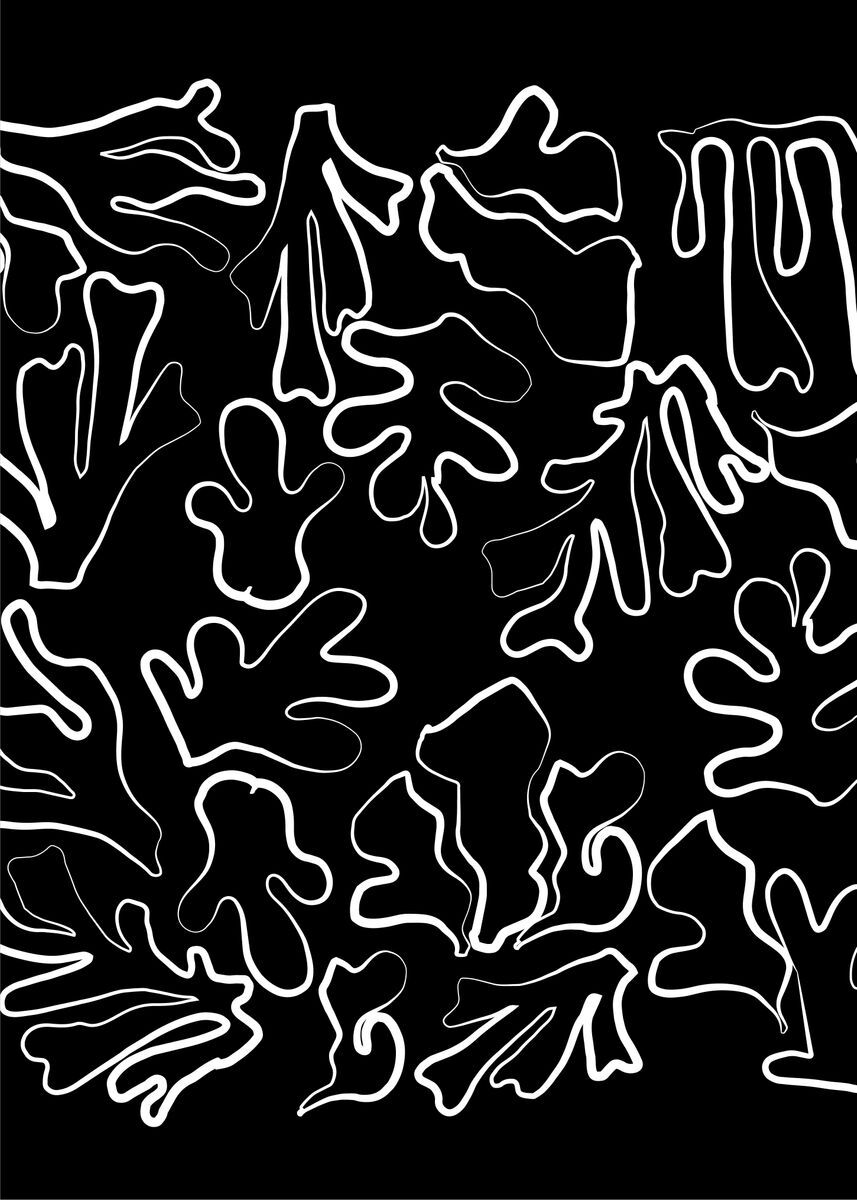 Modern Abstract Area Rug Black and White Coral Pattern Rug for Living Room