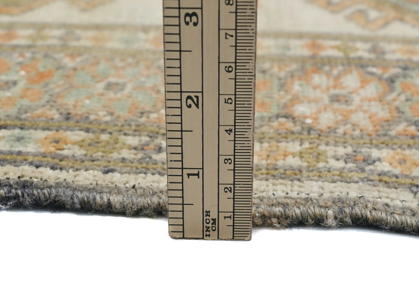Square Semi-Antique Oriental Rug Muted Cream Floral Distressed Carpet 2X2 ft