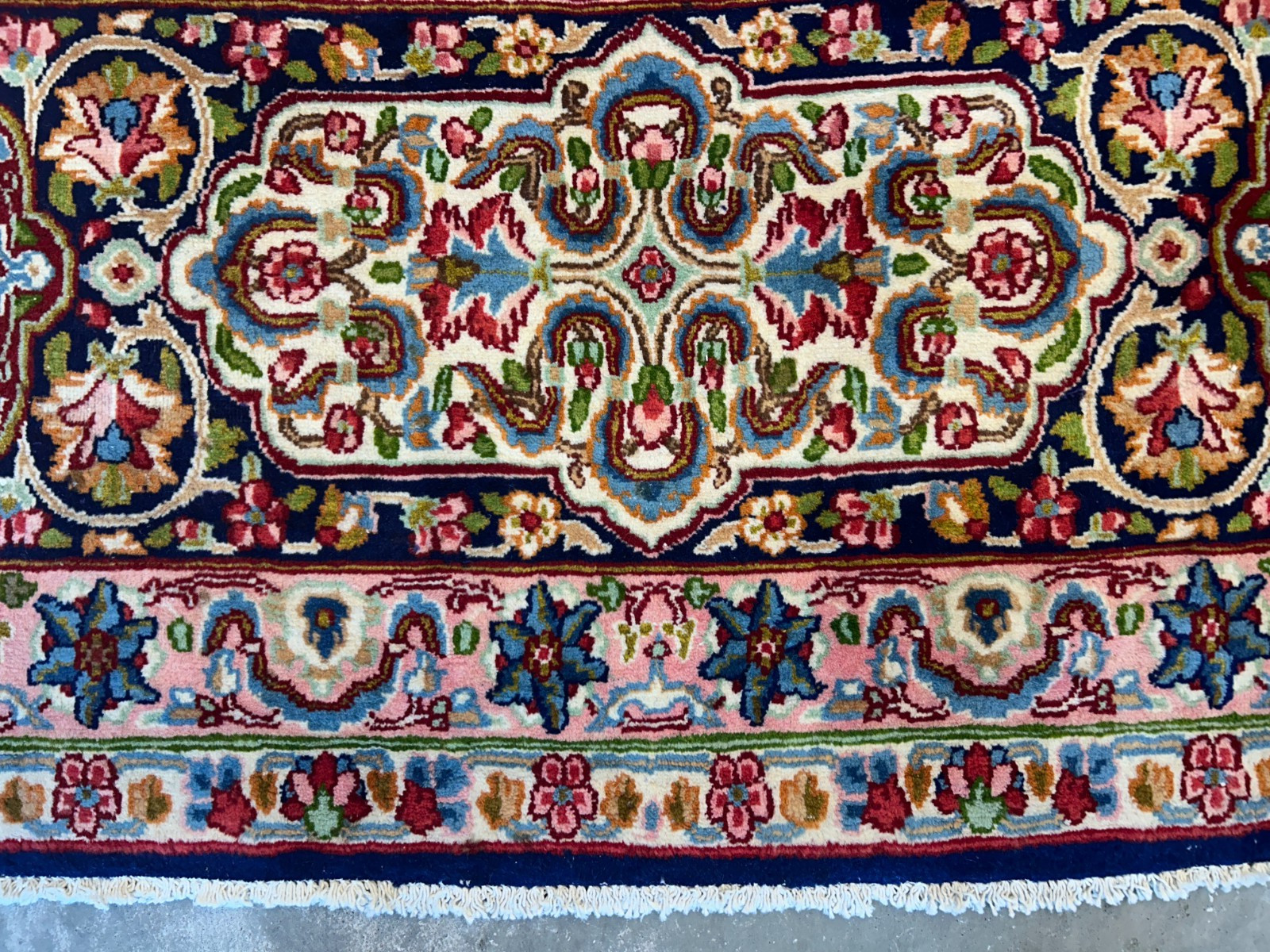 11’1″x15’10” Semi-Antique Hand-Knotted Handmade Kashmare Persiane Rug Navy Blue