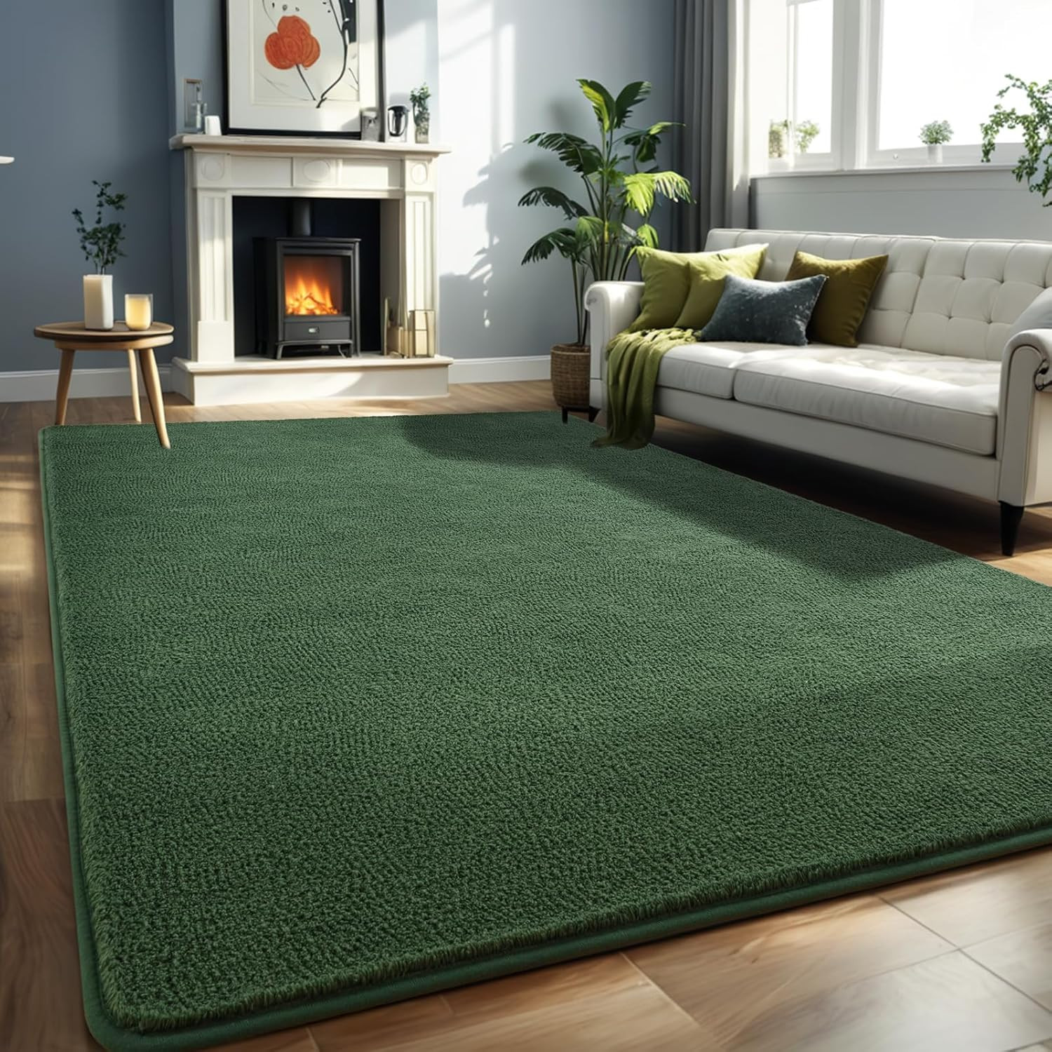 Nuttumico Large Modern Area Rugs for Bedroom Living Room, 5X7 Feet Dark Green Ru