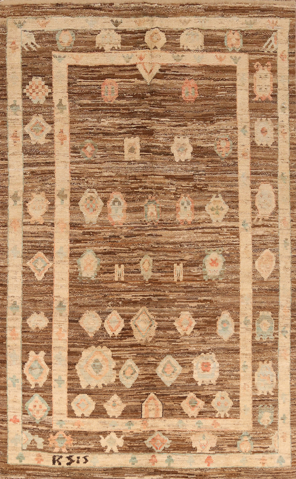 Brown Vegetable Dye Authentic Oushak Turkish Rug 6×10 ft Handmade Wool Carpet