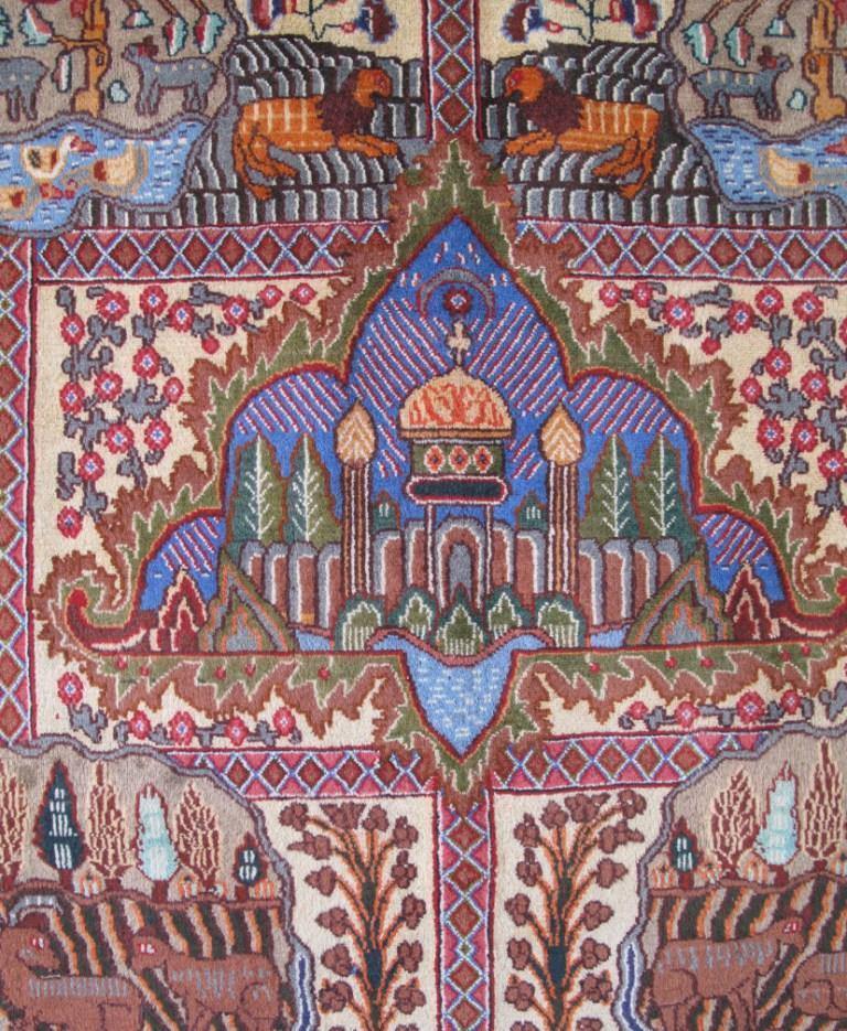 10×13′ Multi-Color Perssiaan Signed Kashmar Kingdom Art Rug 82263