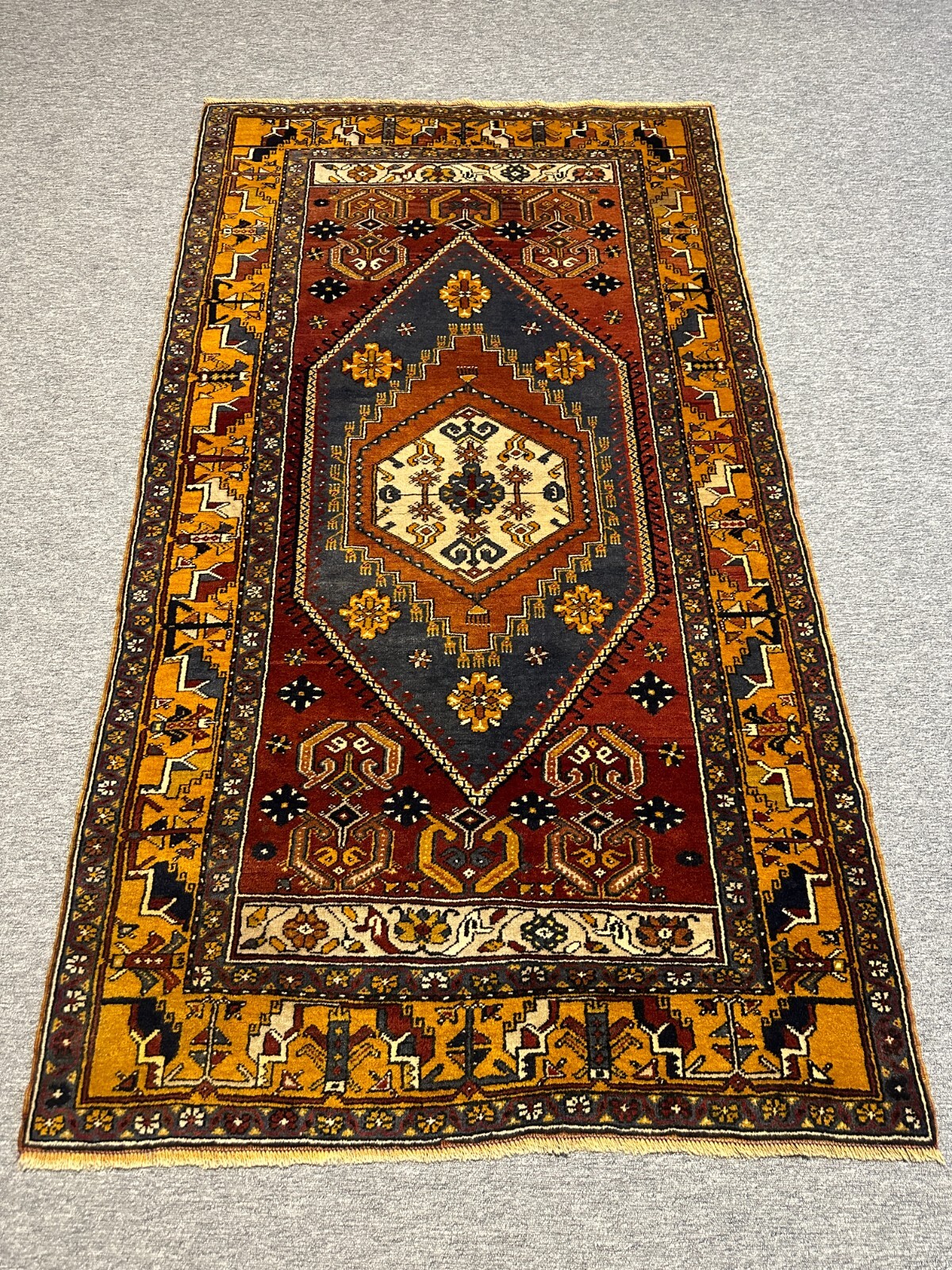 Yahyalı Carpet, Oriental Rug, 49×88.6 inches Orange Color Carpet, Wool Carpet