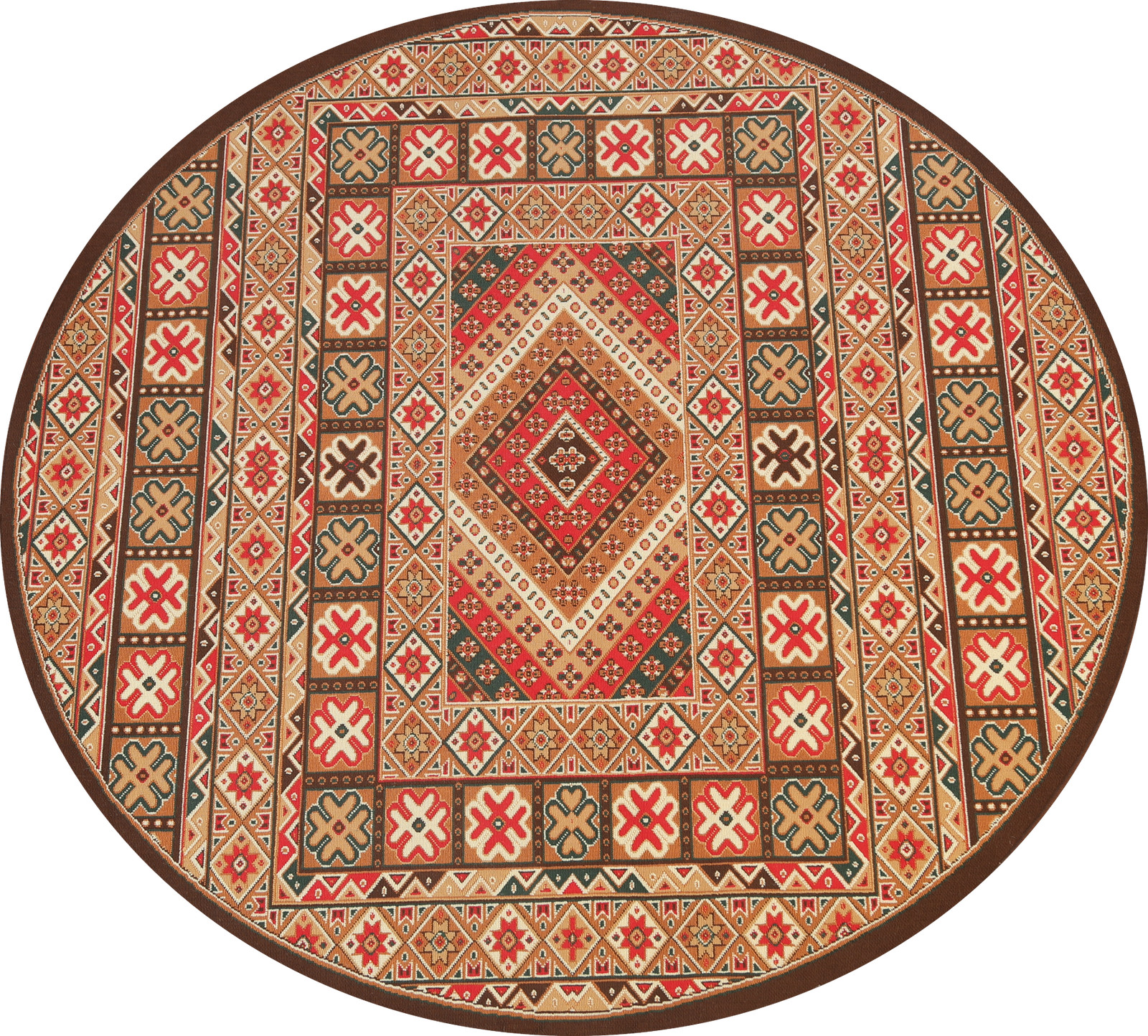 Geometric Tebriz Oriental Area Rug 7×7 Round Turkish Carpet