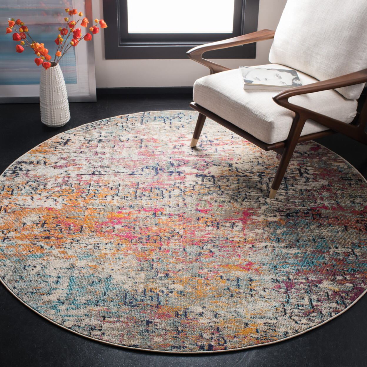 SAFAVIEH Madison Collection MAD460A Grey / Pink Rug