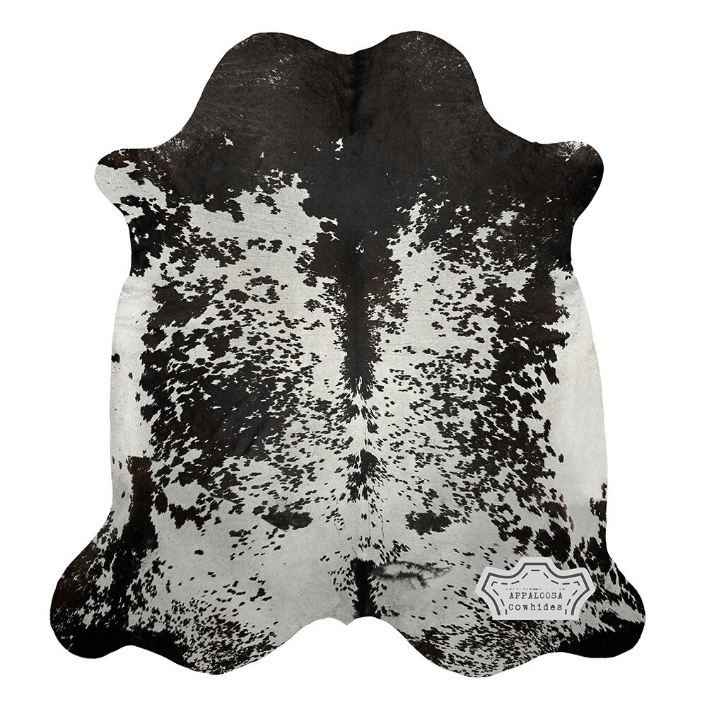 5×7 ft Black Speckled Cowhide Rug –100% Genuine Leather–Best Price Luxury Décor