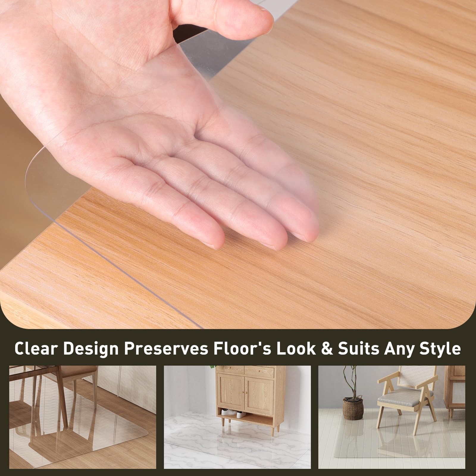 Area Floor Mat for Under High Chair, 4’×6′ Transparent No Slip Waterproof Vin…
