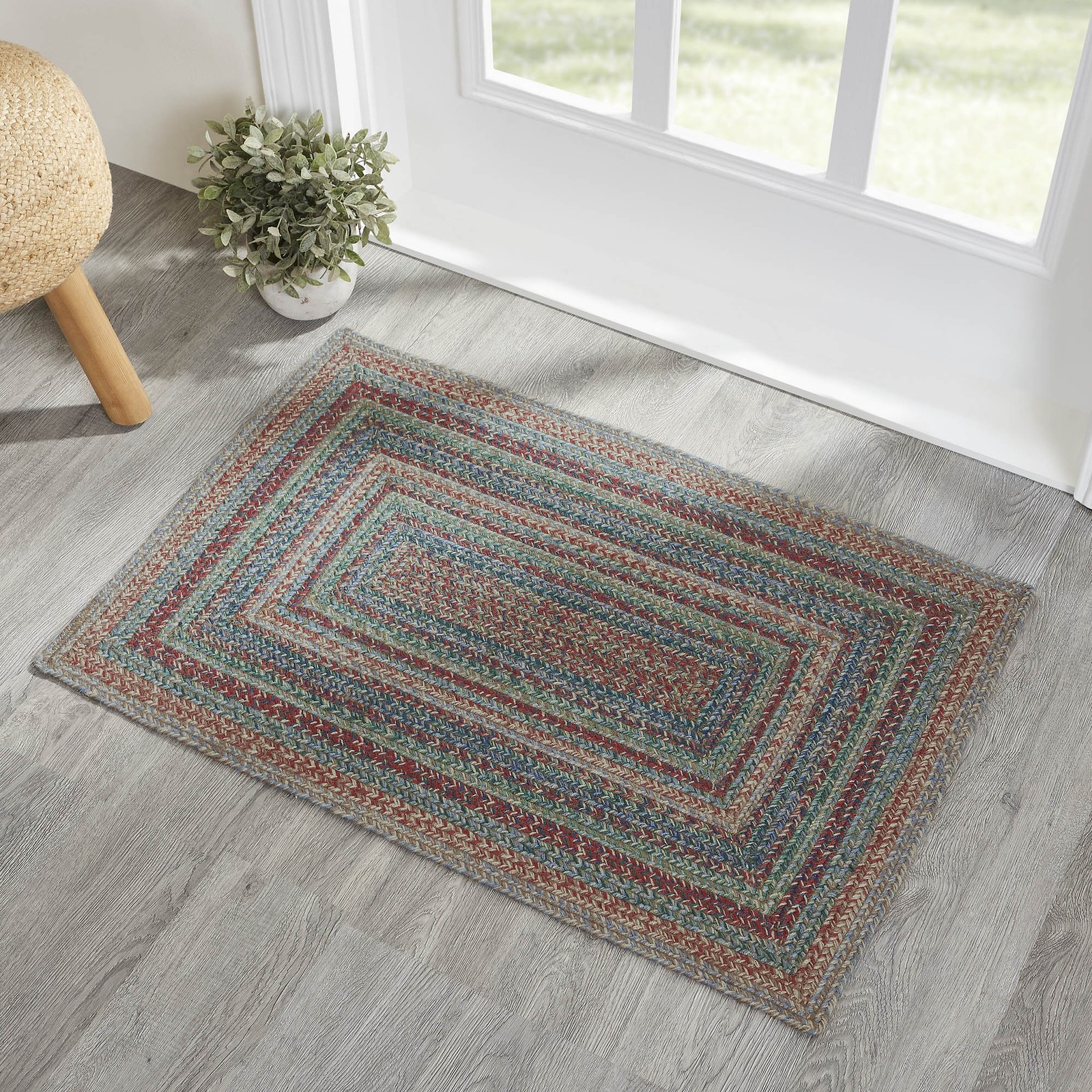 VHC Brands Multi Braided Farmhouse 24″x36″ Accent Rug Green Rectangle