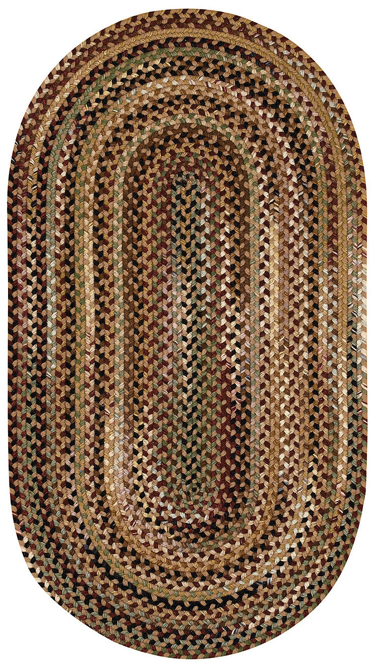 Capel Rugs “Bangor” Wool Variegated Country Braided Oval Rug Tan #700