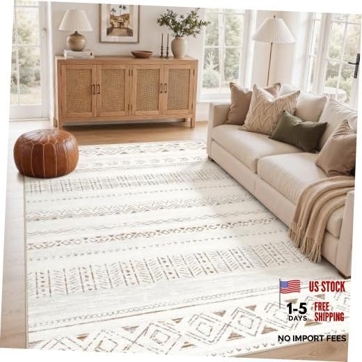 5×7 Area Rugs Living Room Rug: Washable Boho Rugs with Non Slip Backing Large