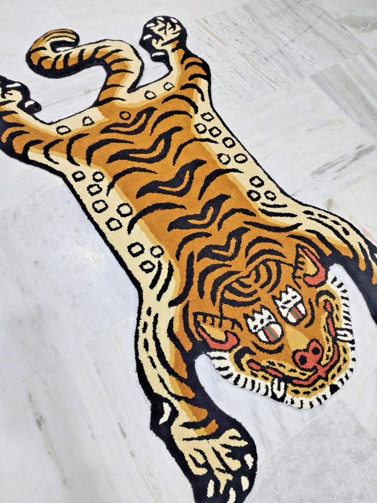 Handmade Tibetan Tiger Rug 2×3 3×5 ft Wool Tiger Skin Home Decor Rug & Door Mats