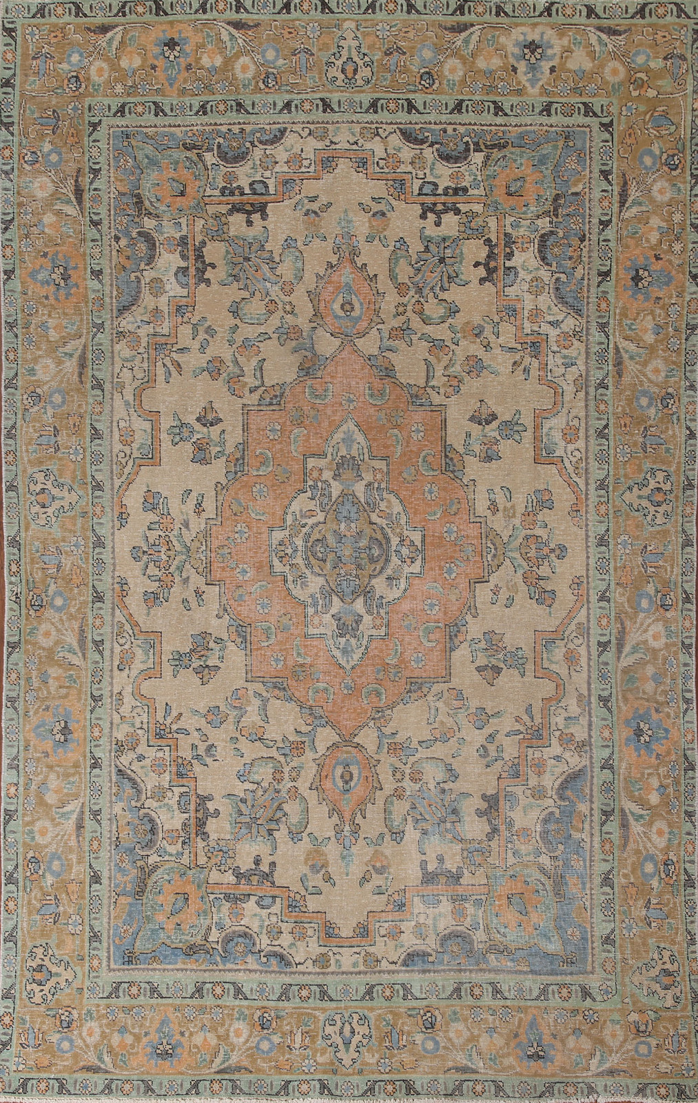 Vintage Overdyed Wool Traditional Area Rug 6×10 ft Hand-knotted for Living Room