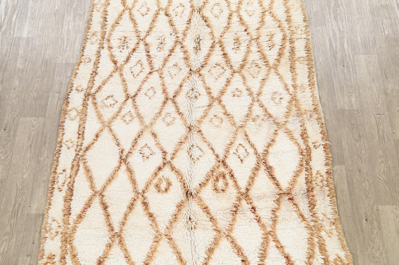 Vegetable Dye Ivory Moroccan Berber Oriental Area Rug Handmade Plush Wool 5×8