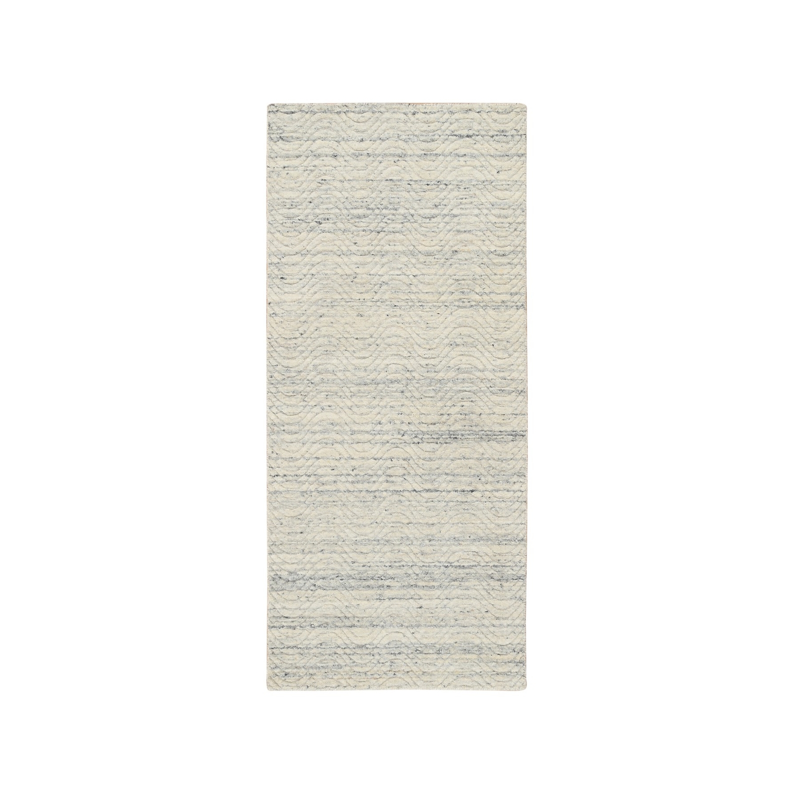 2’6″ x 6′ Beige Hand Loomed Variegated Modern Design Wool Runner Rug R64840