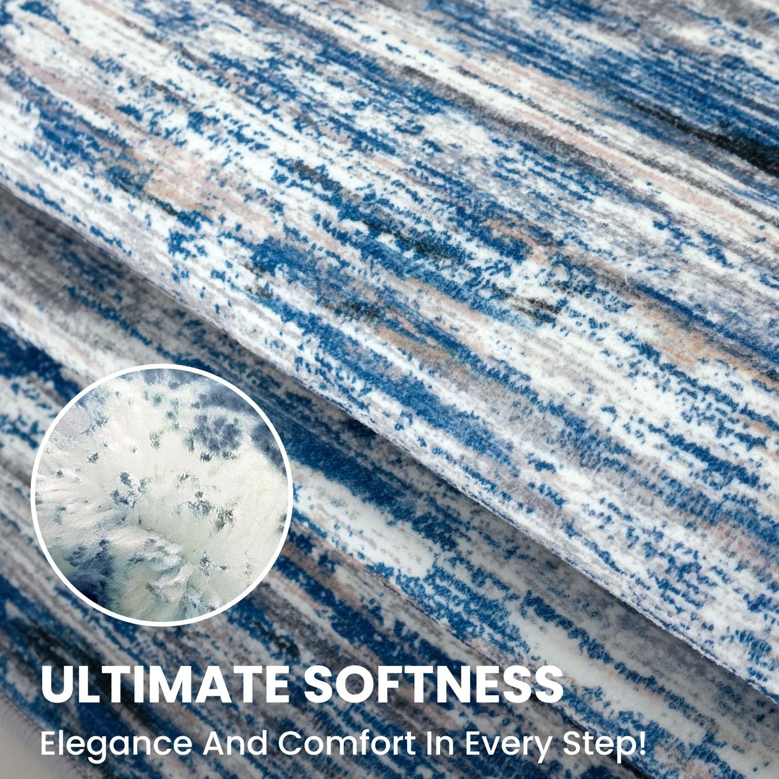 2×3 Modern Abstract Rug for Entryway, Navy Blue Gray Neutral Multi Super Soft…