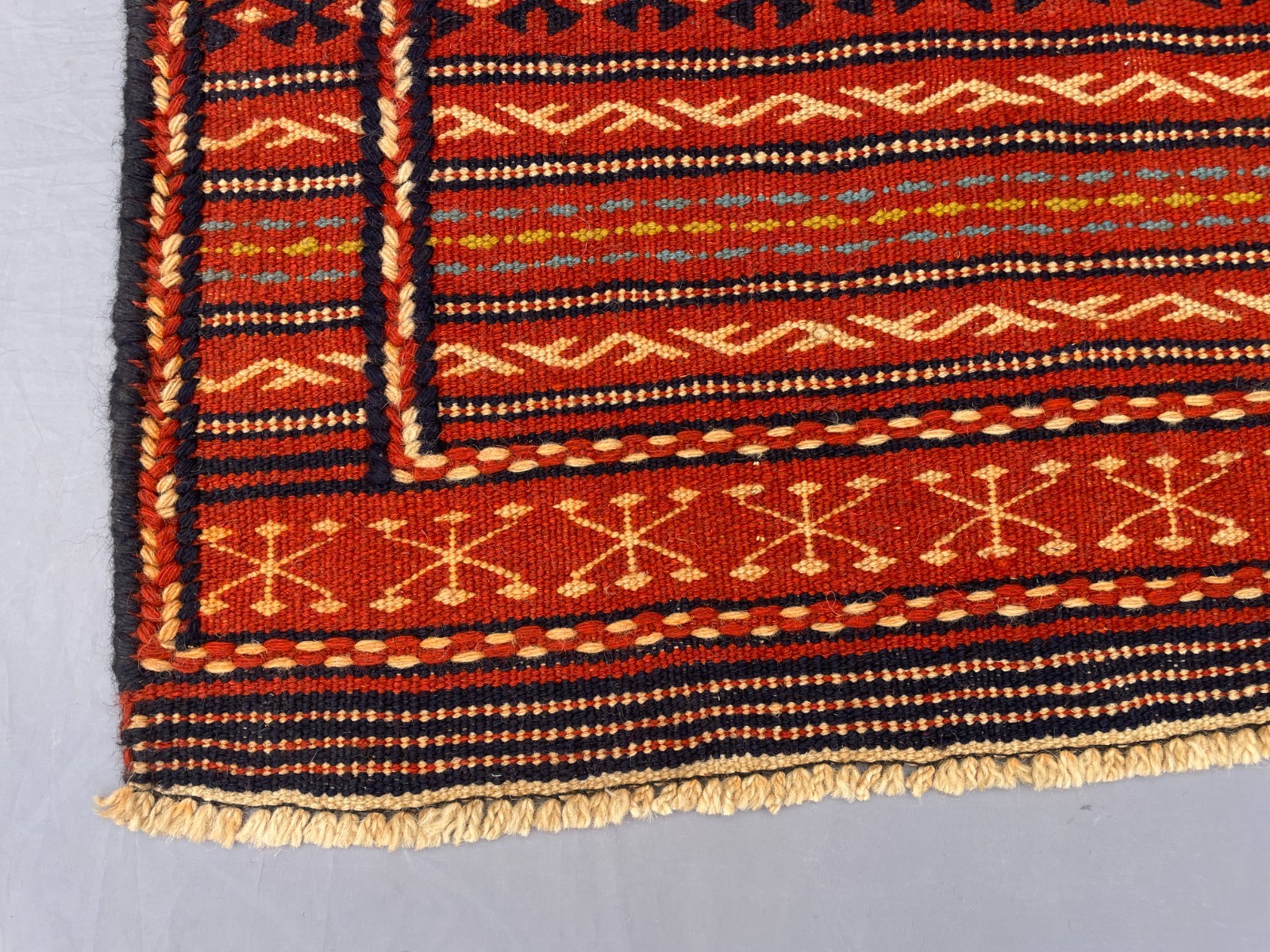 3’5 x 4’10 Ft Vintage Afghan Tribal Kilim Rug–Handmade Striped Flatweave Carpet