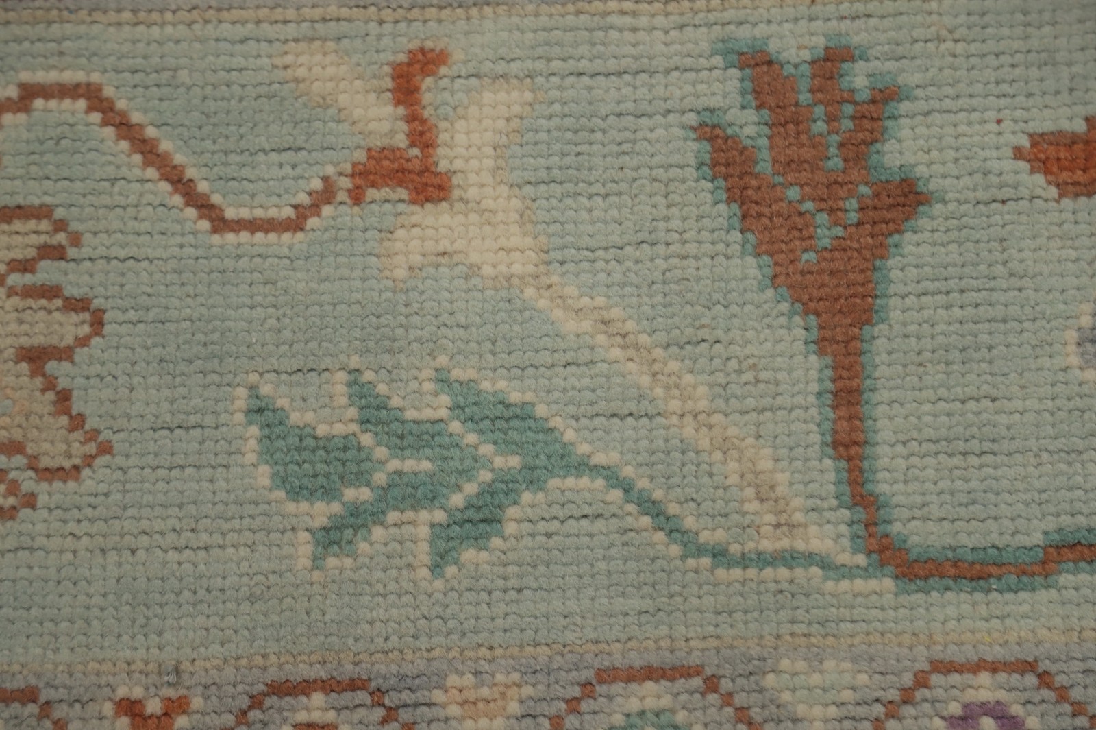 Vegetable Dye Light Blue / Gray Oushak Large Rug 12×15 Ft Handmade Wool Carpet