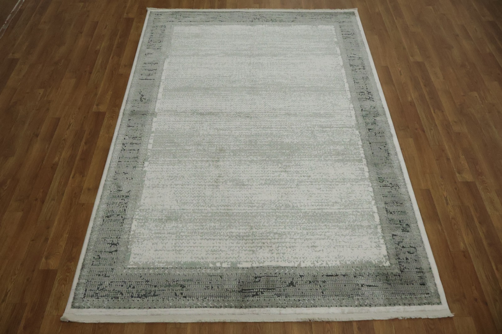Modern Gray Border Rug 5×8 Ft Contemporary Abstract Turkish Carpet Bedroom Rug