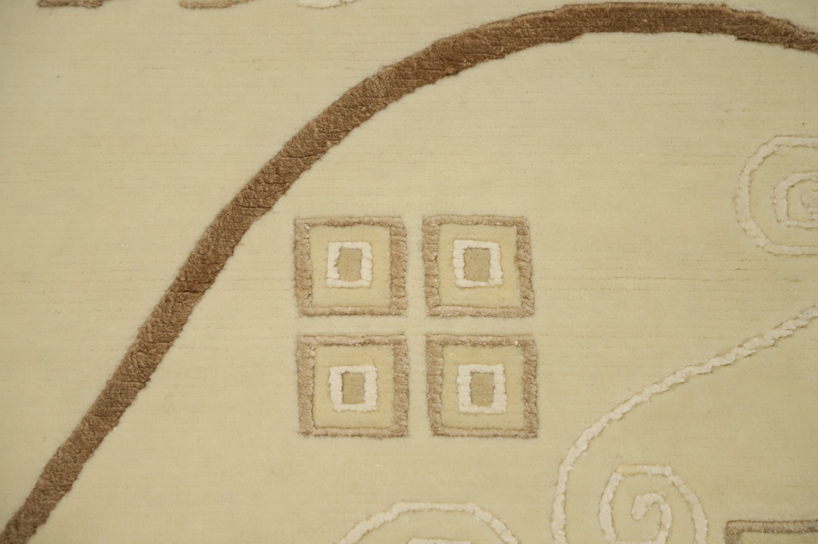 Contemporary Nepalese Rug 3×5 Hand-knotted Wool/ Silk with Subtle Swirl Patterns