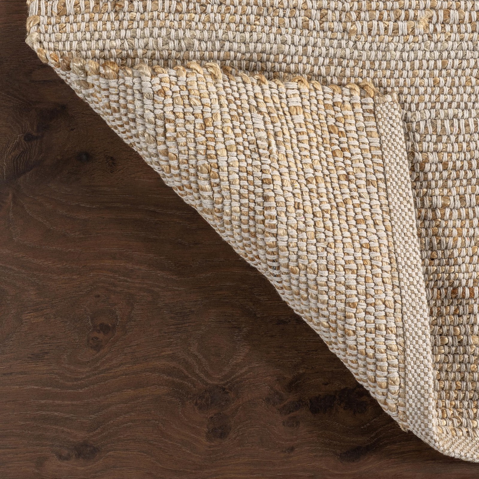 5×8 Elfriede Jute & Cotton Hand Woven Area Rug, Natural, Solid Rustic Farmhouse