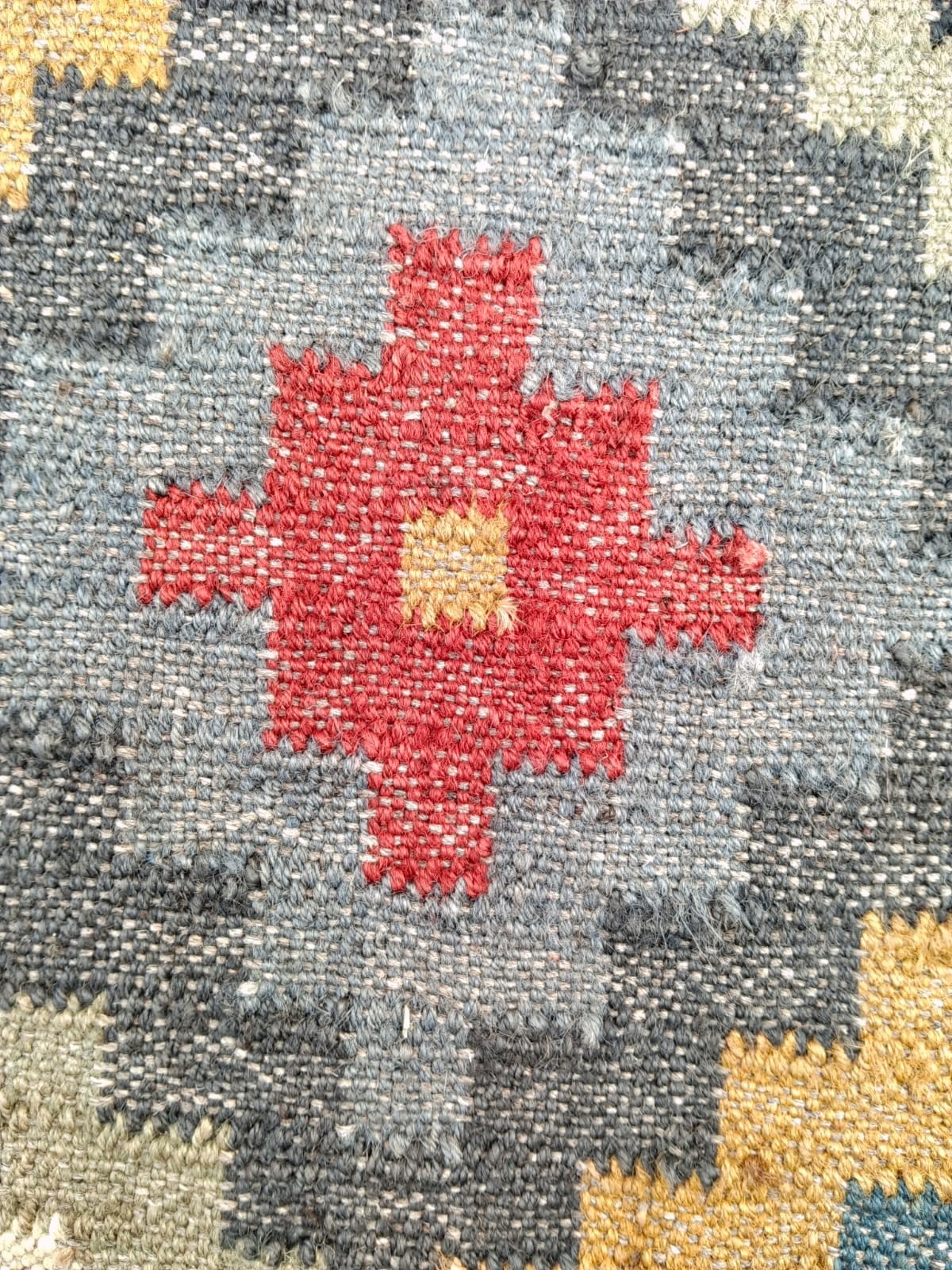 Handwoven Wool Jute Kilim Rug – Boho Area Rug, Rustic Living Room Carpet, Natura