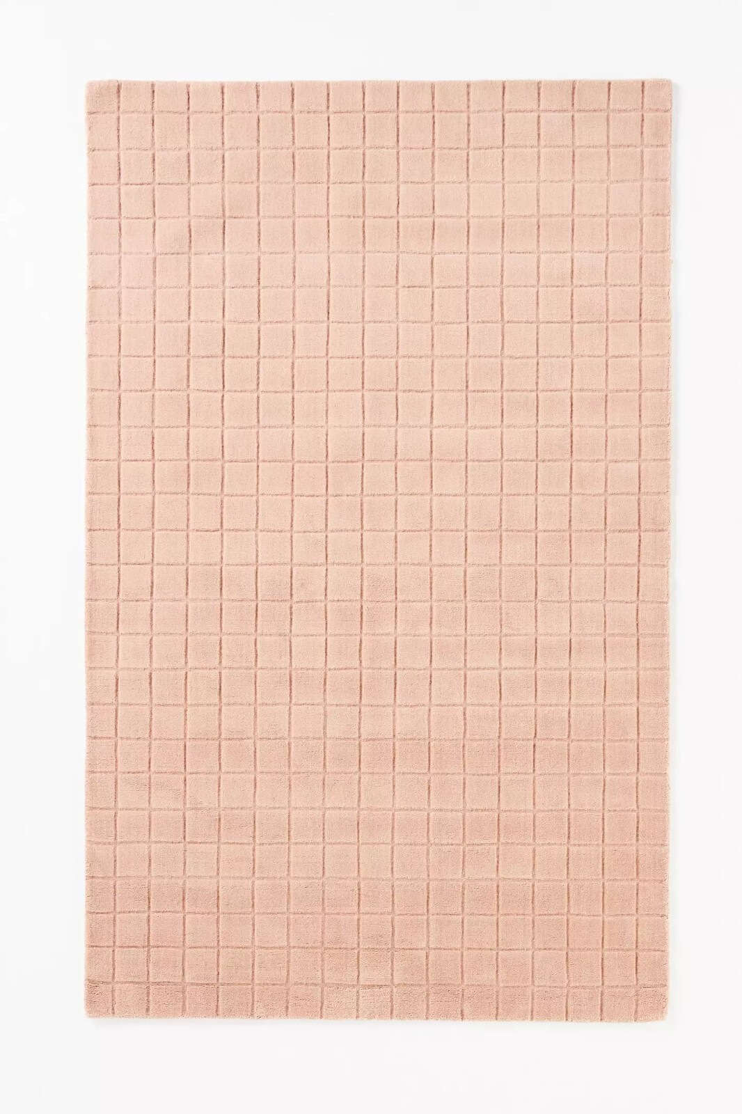 Chic Blush Wool Rug Hand-Tufted Contoured Pattern Plush Modern Home Decor