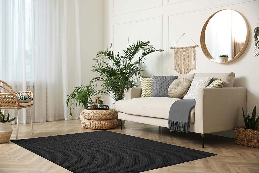 Garland Rug Town Square Black 3 X 5 Non Slip Area Rug For Living Rooms Hallways