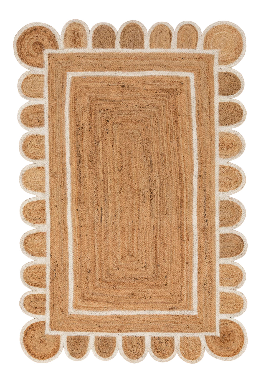Scallop Rug 100% Natural Jute Handmade rustic look carpet home decor area rug