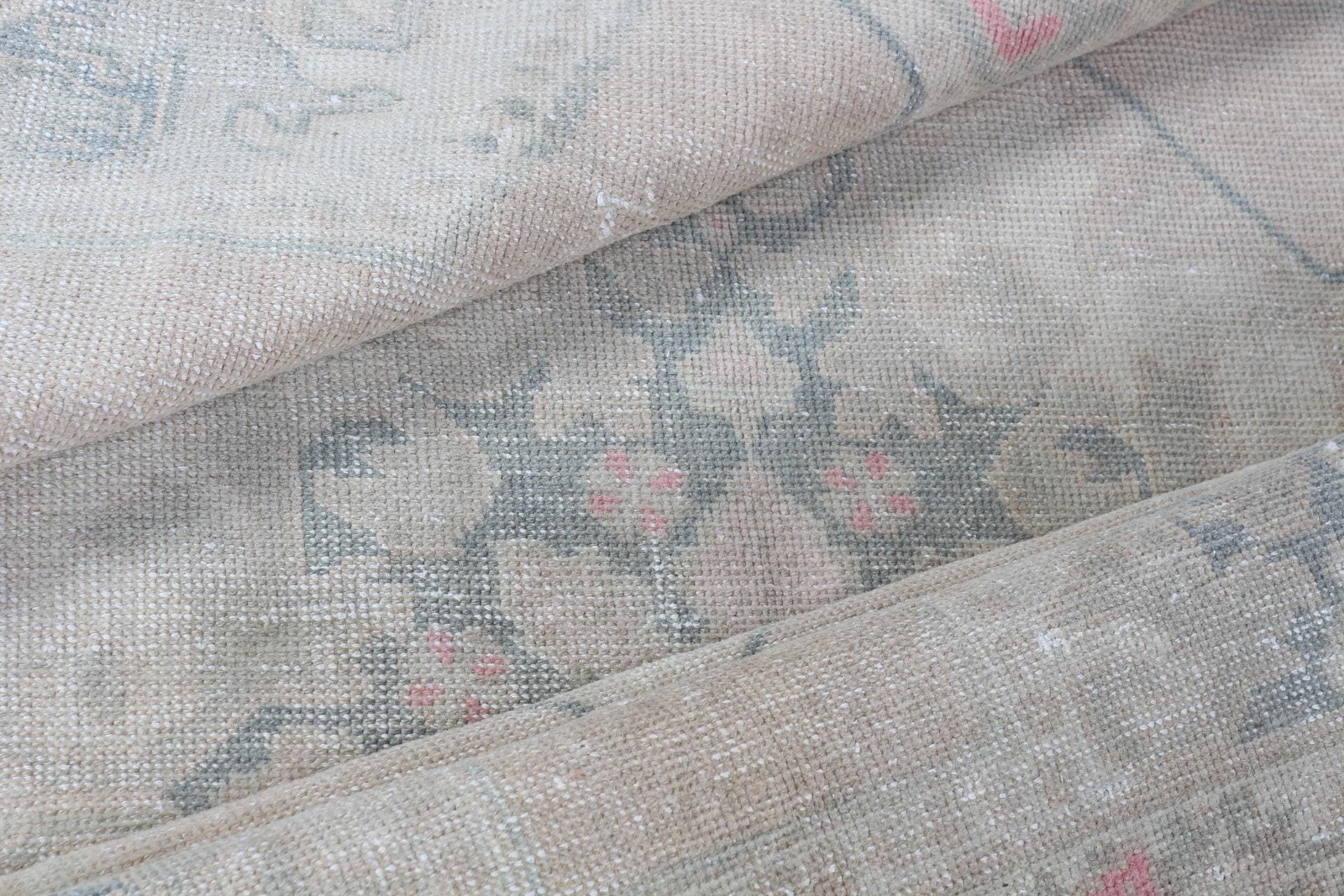 4,4×7,5 ft Rug, Turkish Vintage Rug, Gray Polka dot Wool Rug