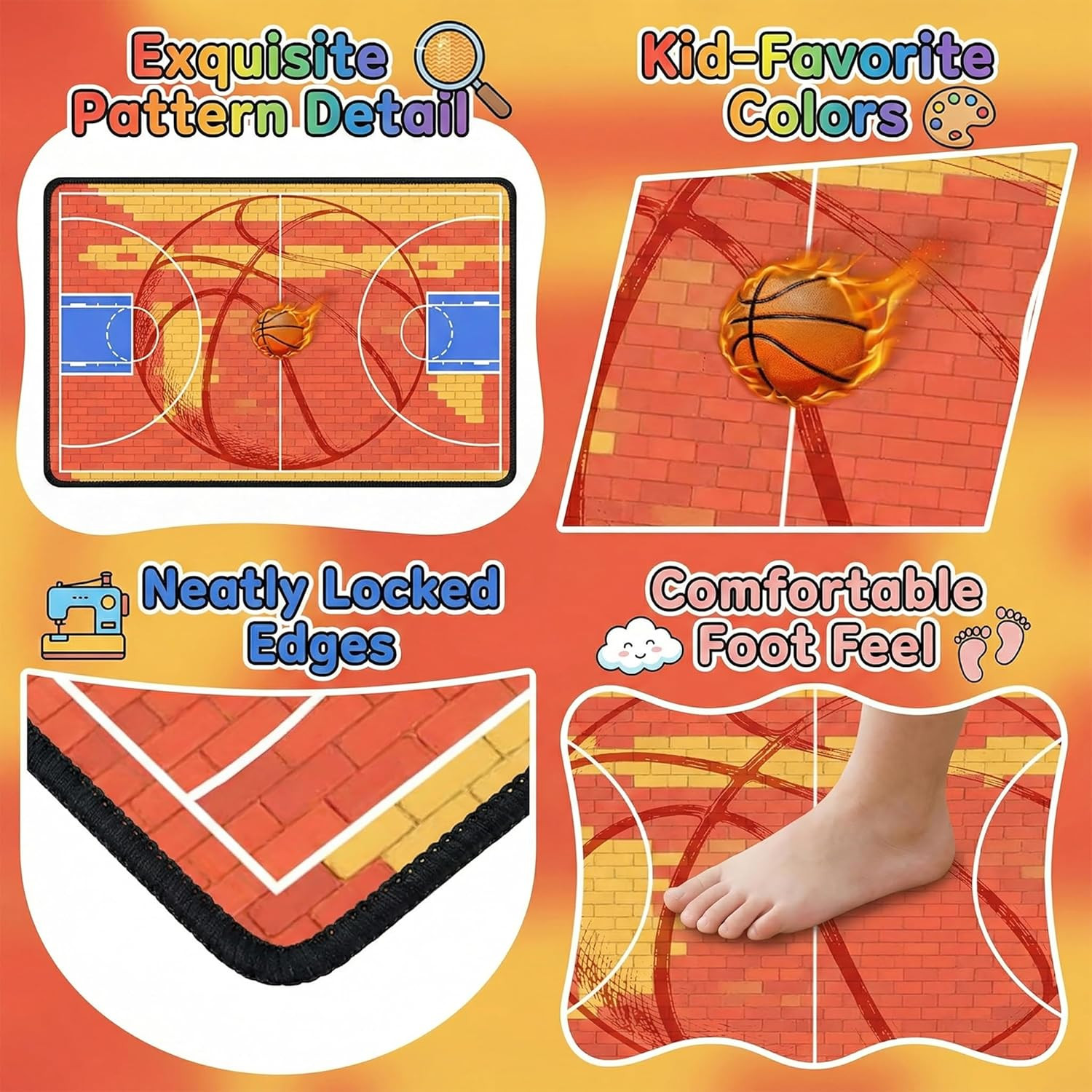 Basketball Rug for Boys Bedroom – 6X8 Feet Large Basketball Court Area Rug for K