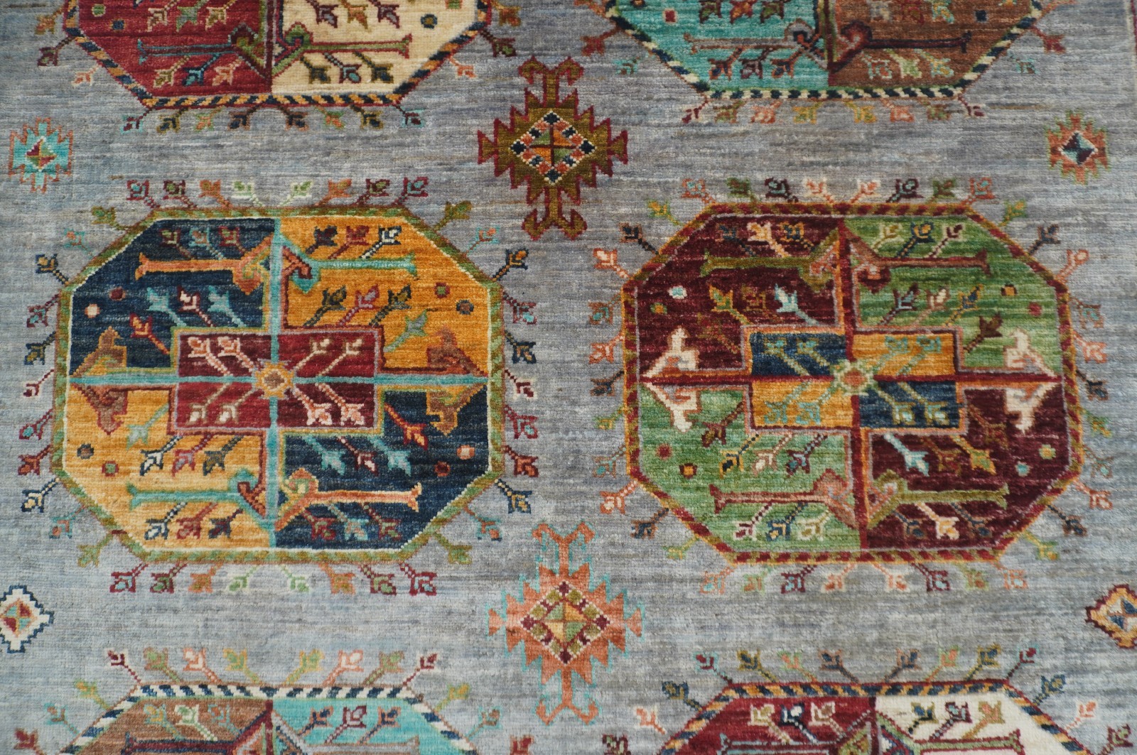 4×6 ft Blueish Gray Ersari Afghan Hand Knotted Wool Oriental Area Rug