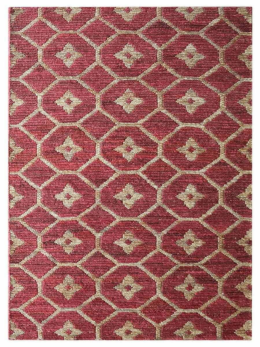 Hand Knotted Sumak Jute Eco-friendly Area Rug Floral Red Beige BBH Homes J00076