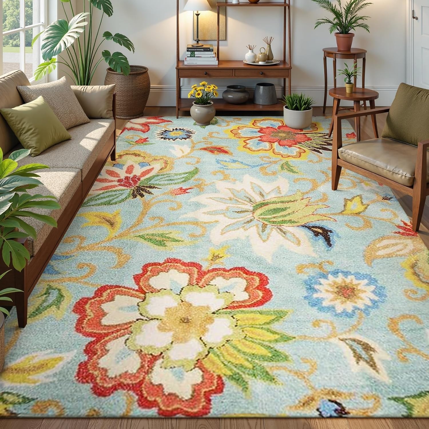 Machine Washable Paisley Bedroom Rug – Large 5×7 Area Carpet