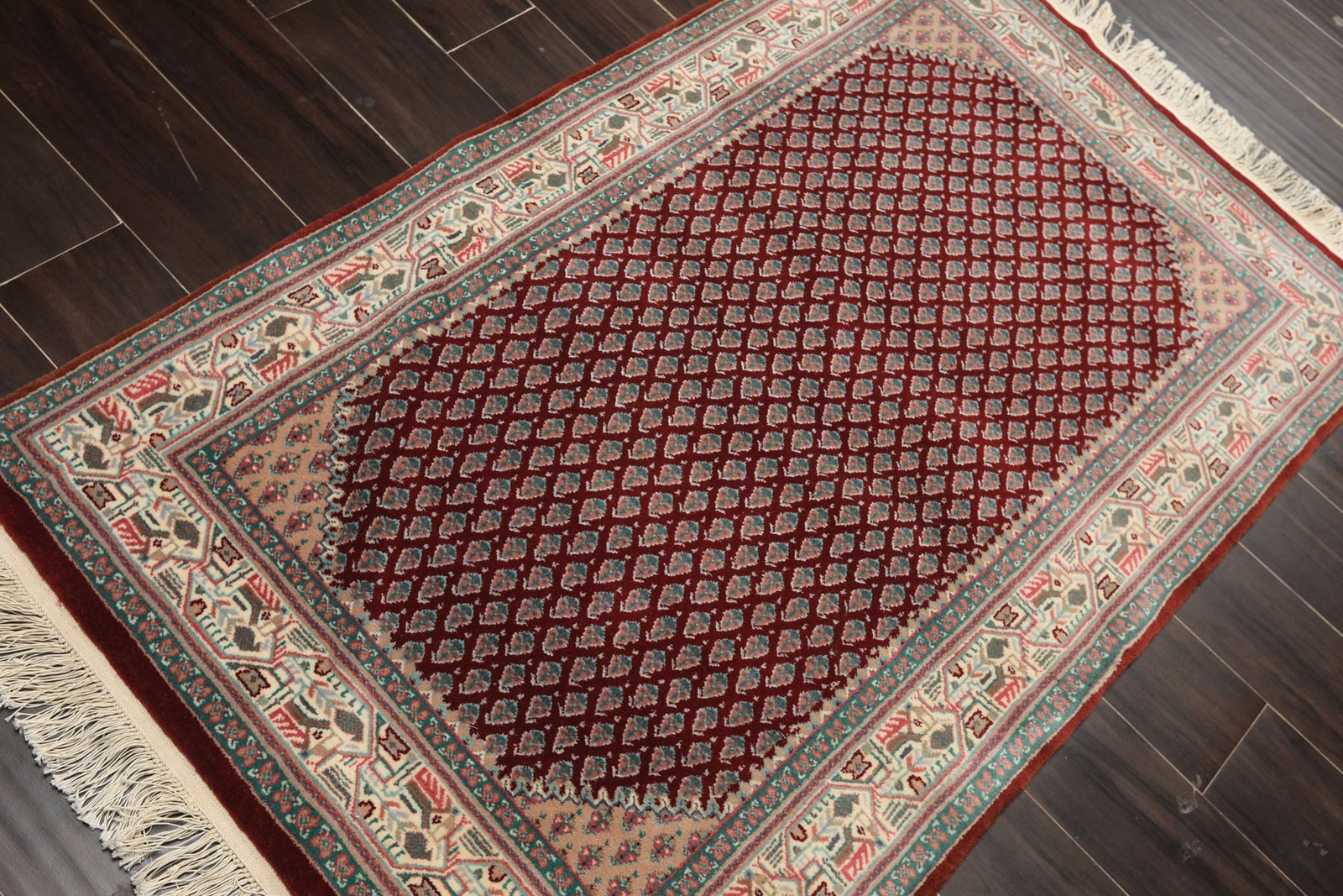 Pande Cameroon 3×5 Hand Knotted Wool Maroon Boteh Traditional 200 KPSI Rug
